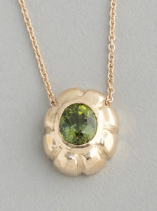 Green Tourmaline and Gold Pendant