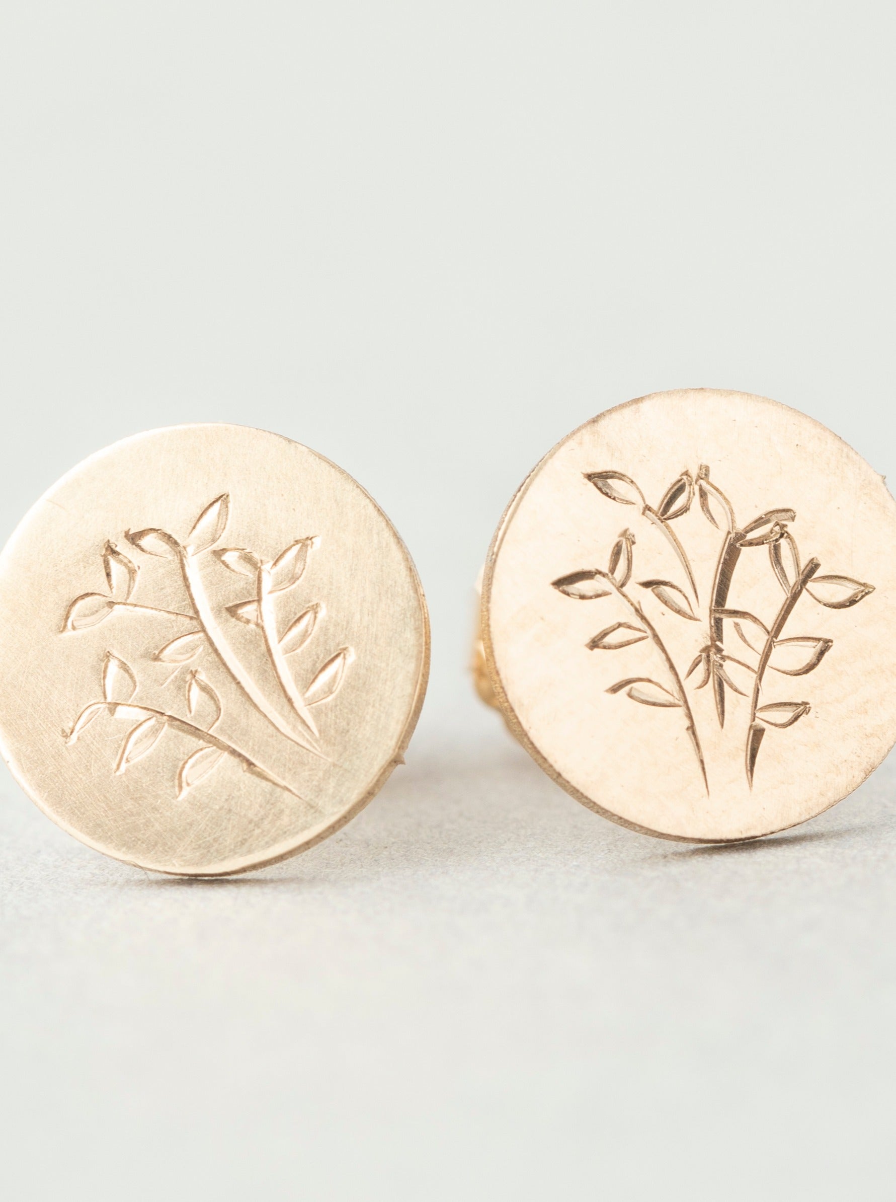Hand Engraved Fern Stud Earrings