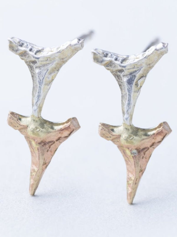 Tiny Double Shark Teeth Stud Earrings