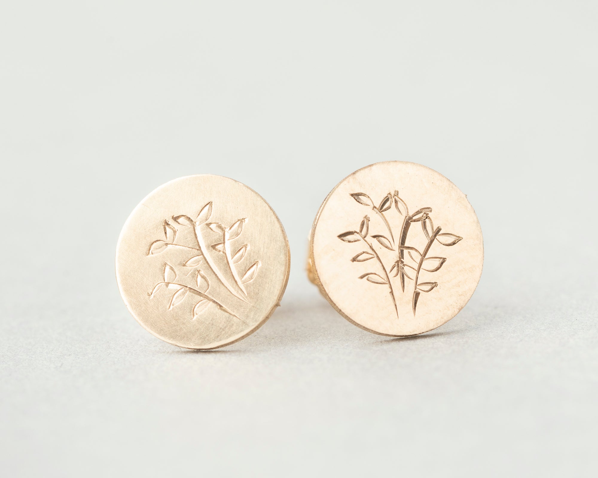 Hand Engraved Fern Stud Earrings
