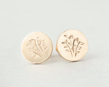 Load image into Gallery viewer, Hand Engraved Fern Stud Earrings
