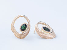 Load image into Gallery viewer, Oval Shell Earrings with Tourmaline

