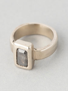 Grey Diamond Geometric Solitaire Engagement Ring (One of a Kind)