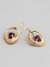 Load image into Gallery viewer, Amethyst and Gold Shell Dangle Earrings
