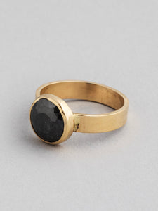 Classic Rosecut Black Diamond Solitaire Gold Ring